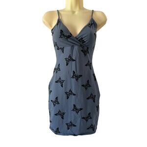 Wild Fable Blue Butterfly Print Knit Mini Dress Size Small Summer Beach